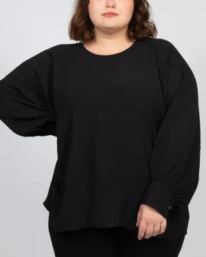 Eloise Oversized Blouse Long Sleeves Solid | Black