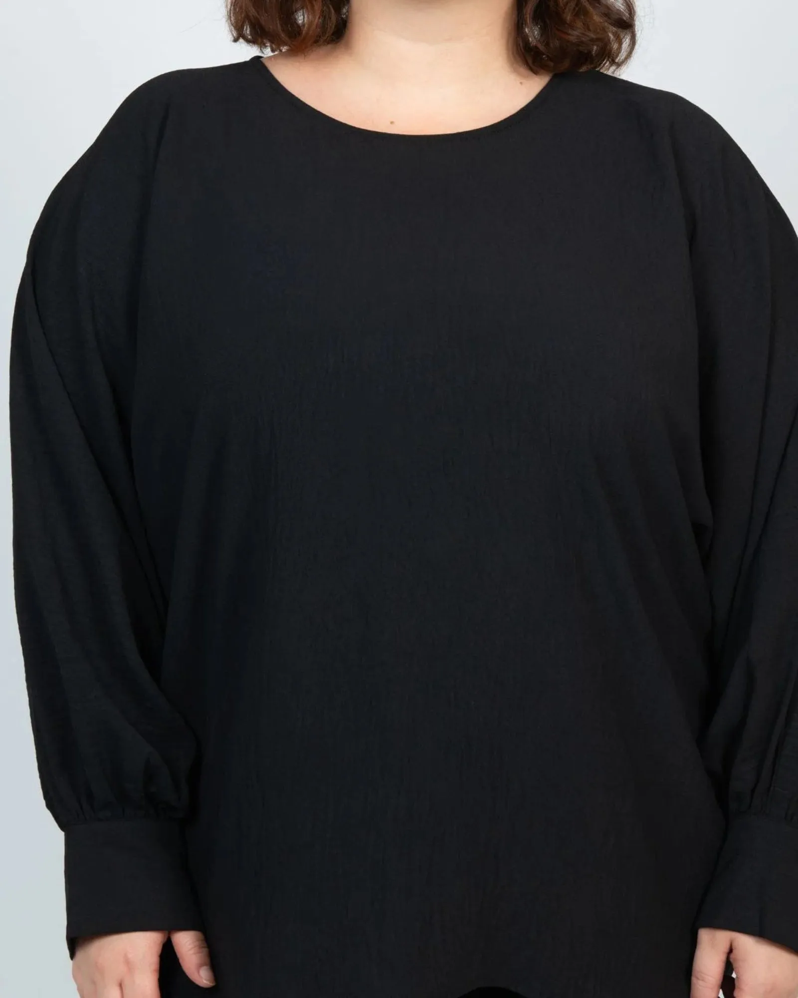 Eloise Oversized Blouse Long Sleeves Solid | Black