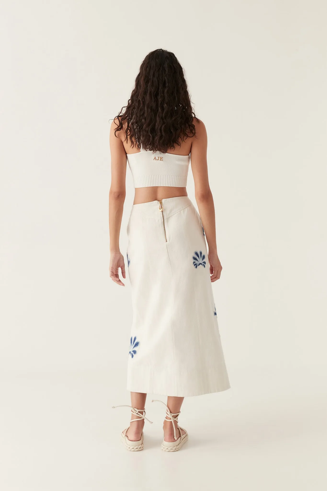 Esprit Embroidered Midi Skirt