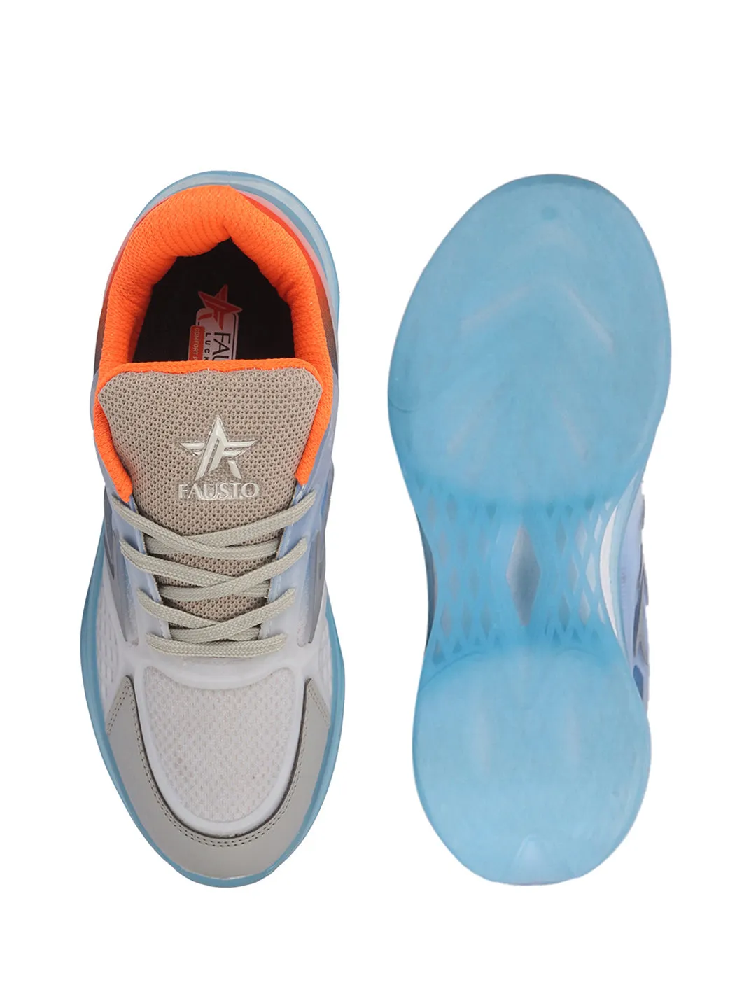 FAUSTO Men Orange Sports Running Sneakers|Memory Cushion And Anti-Skid Bounce Back Phylon Sole|All Day Comfortable Walking Shoes|Gym And Training Shoes