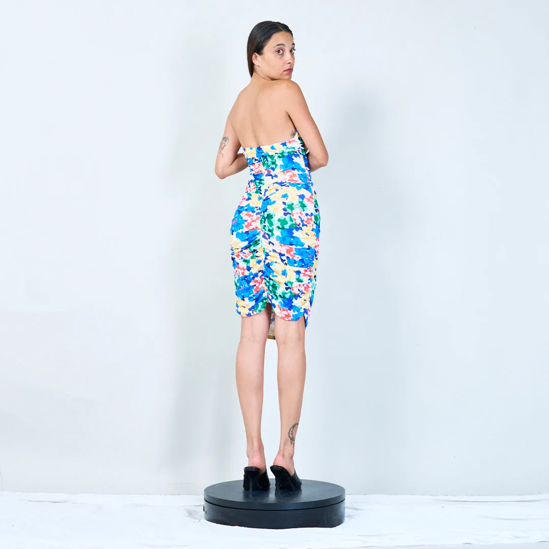 Floral bodycon dress with ruched detail wholesale