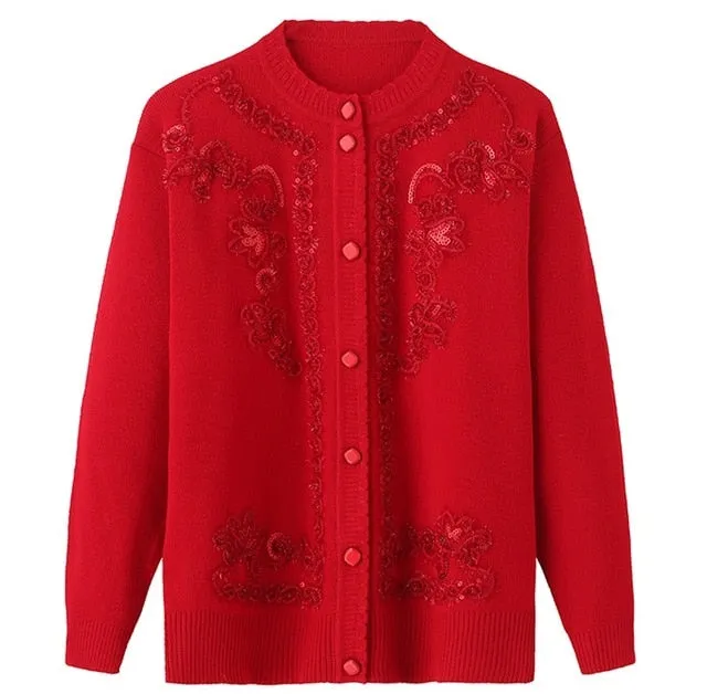 Floral Spring Jacket Spring Autumn Jacket Knitted Sweaters Women Shirts