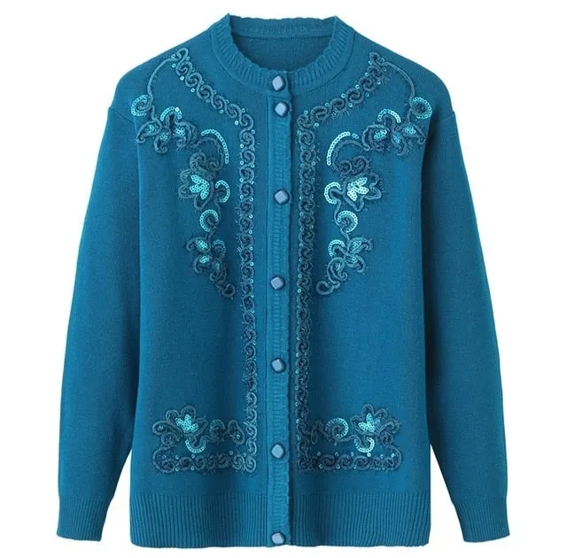 Floral Spring Jacket Spring Autumn Jacket Knitted Sweaters Women Shirts