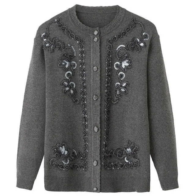 Floral Spring Jacket Spring Autumn Jacket Knitted Sweaters Women Shirts