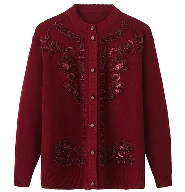 Floral Spring Jacket Spring Autumn Jacket Knitted Sweaters Women Shirts