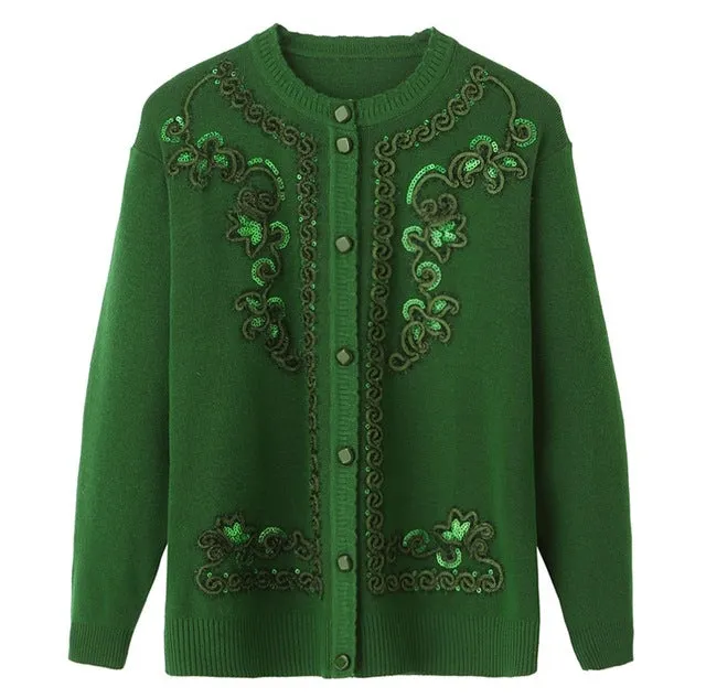 Floral Spring Jacket Spring Autumn Jacket Knitted Sweaters Women Shirts