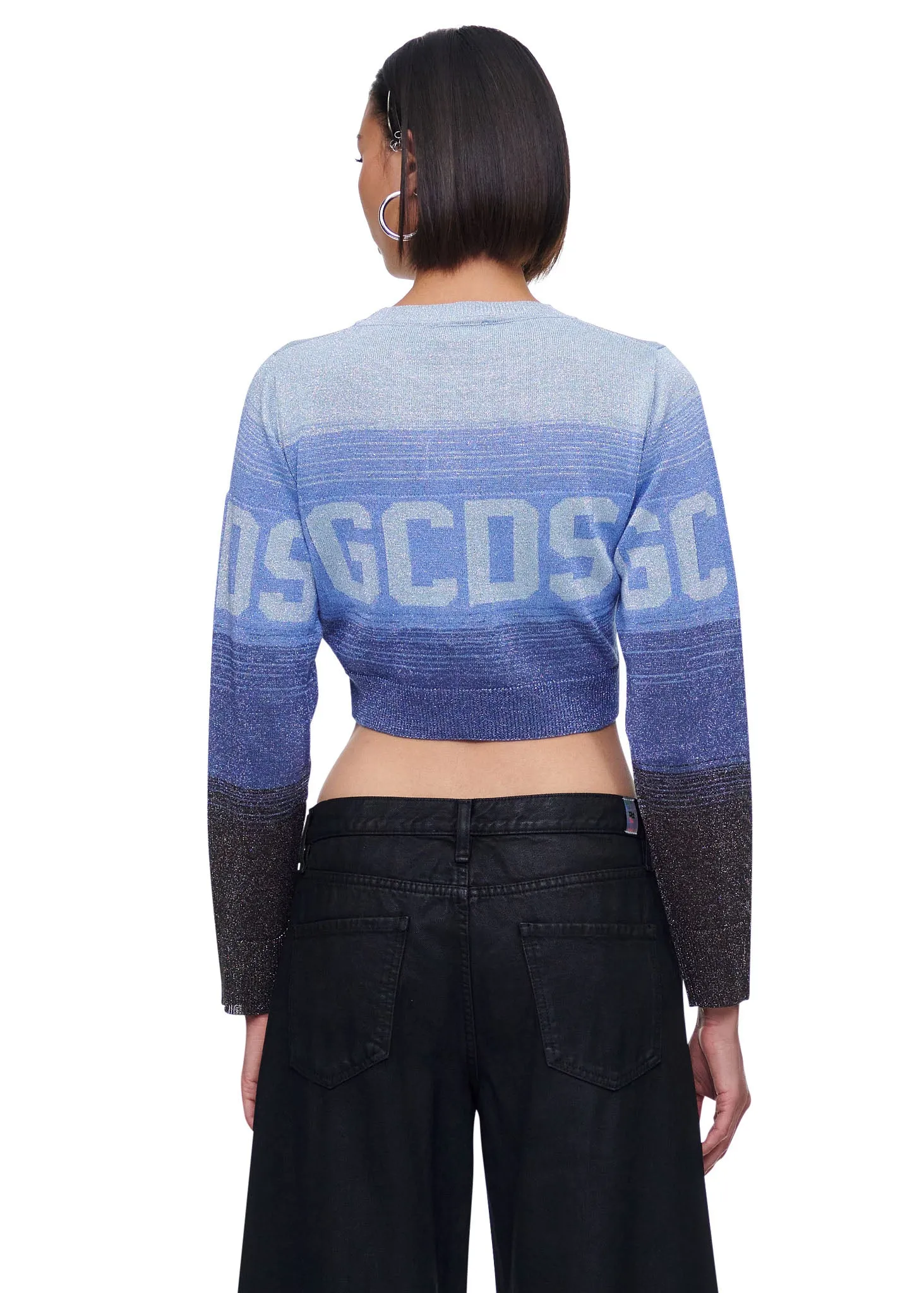 GCDS Wear Lurex Degrade Logo Cropped Sweater