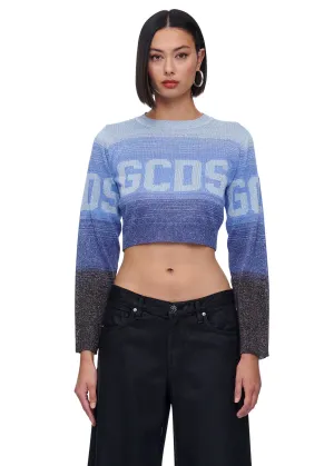 GCDS Wear Lurex Degrade Logo Cropped Sweater