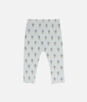 Girls Ivory Beige Floral Print Leggings