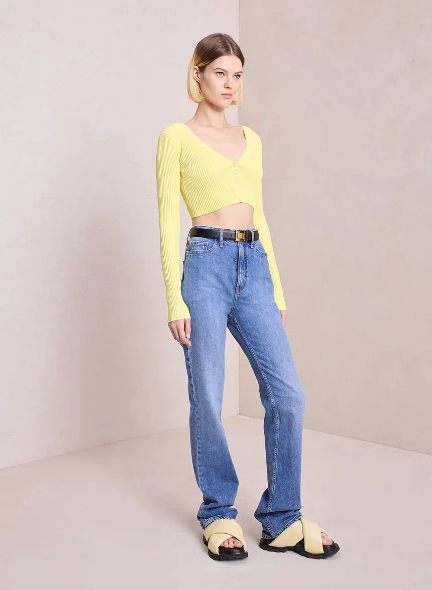 Hallie Rib Knit Cardigan - Citrine Yellow