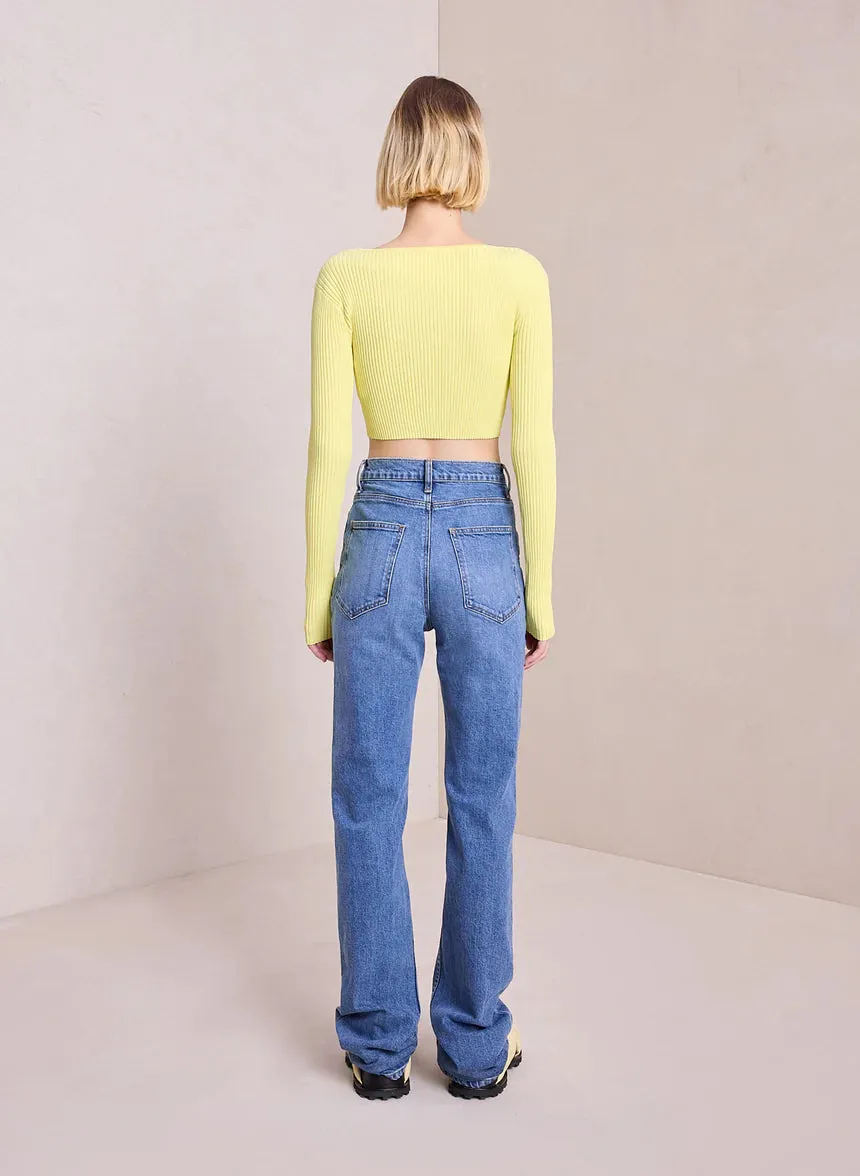 Hallie Rib Knit Cardigan - Citrine Yellow