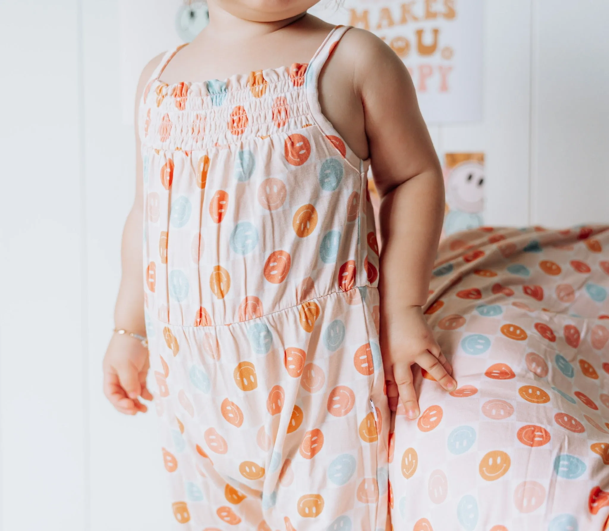 HAPPY DAYZZZ SMOCKED JUMPSUIT
