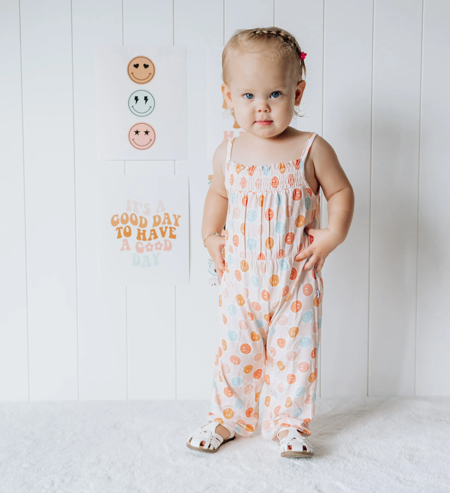 HAPPY DAYZZZ SMOCKED JUMPSUIT