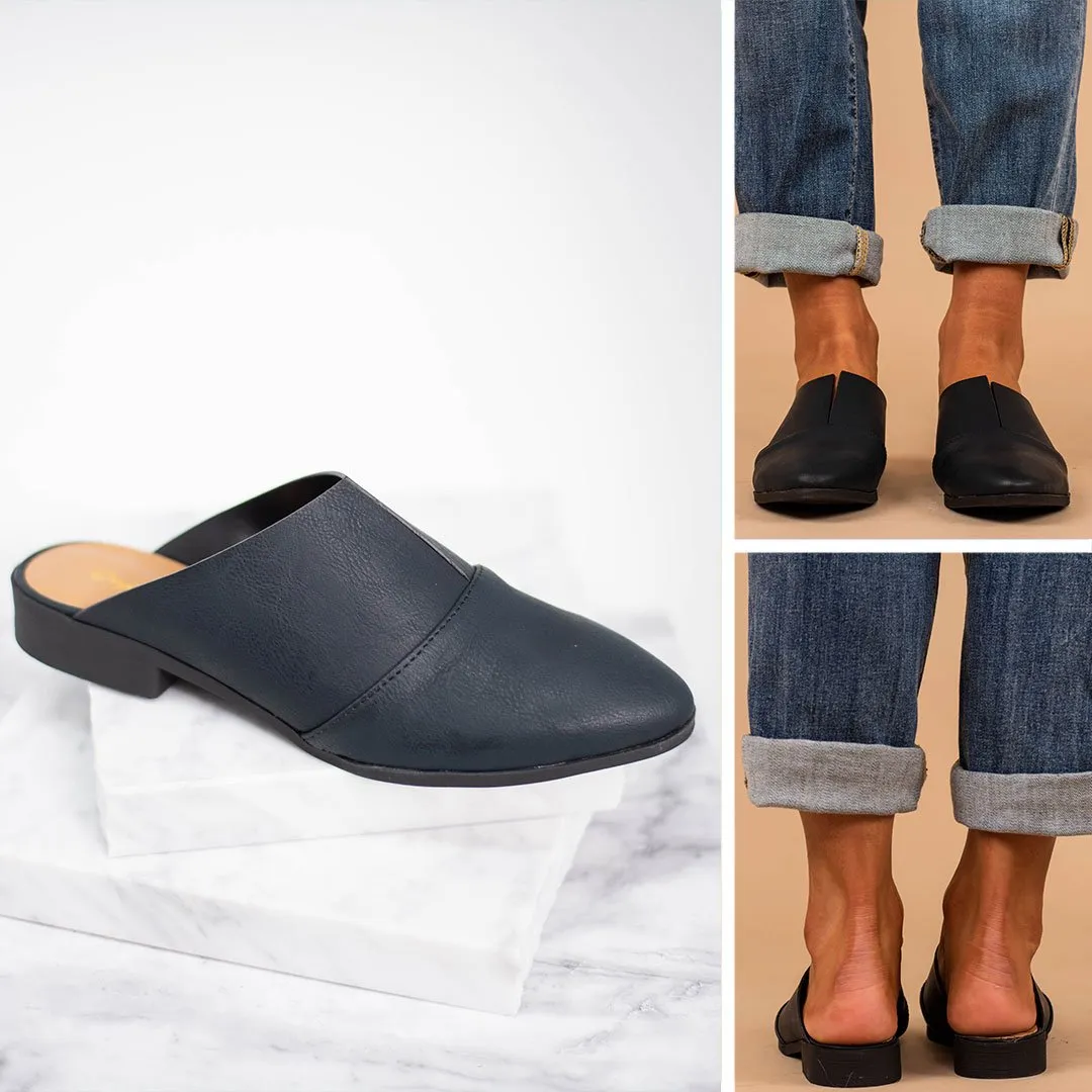 I Mean Business Black Flat Mules