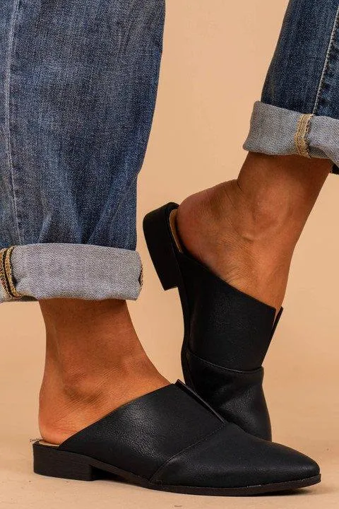 I Mean Business Black Flat Mules