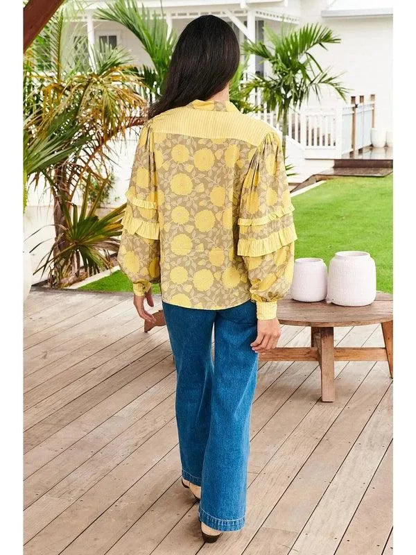 JAASE Brighton Print Oliver Long Sleeve Blouse - Yellow