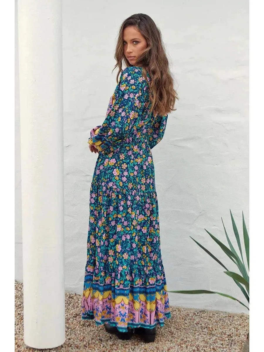 JAASE Posy Print Teresa Maxi Dress - Teal