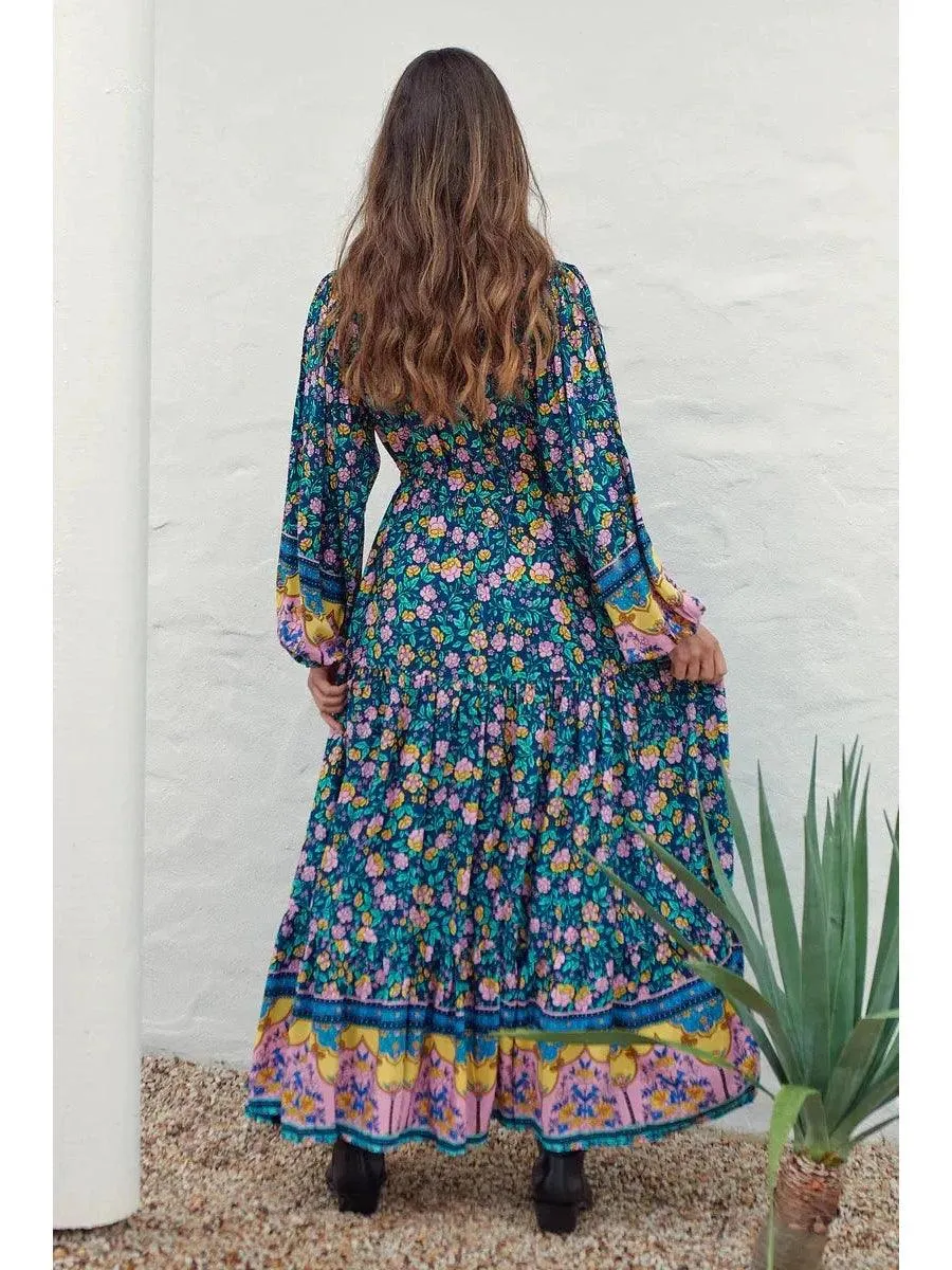 JAASE Posy Print Teresa Maxi Dress - Teal