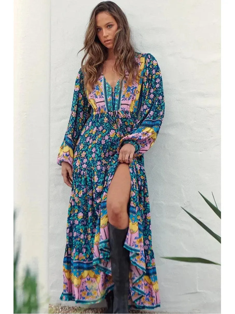 JAASE Posy Print Teresa Maxi Dress - Teal