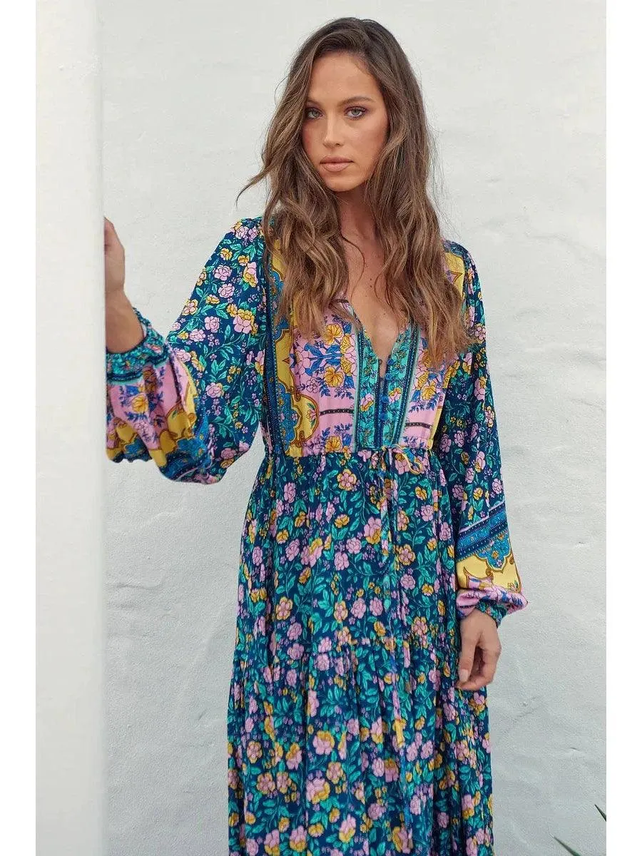 JAASE Posy Print Teresa Maxi Dress - Teal