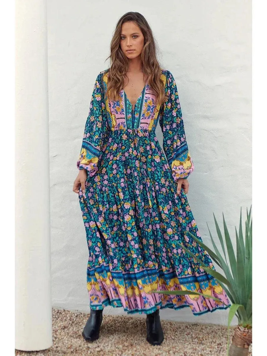 JAASE Posy Print Teresa Maxi Dress - Teal