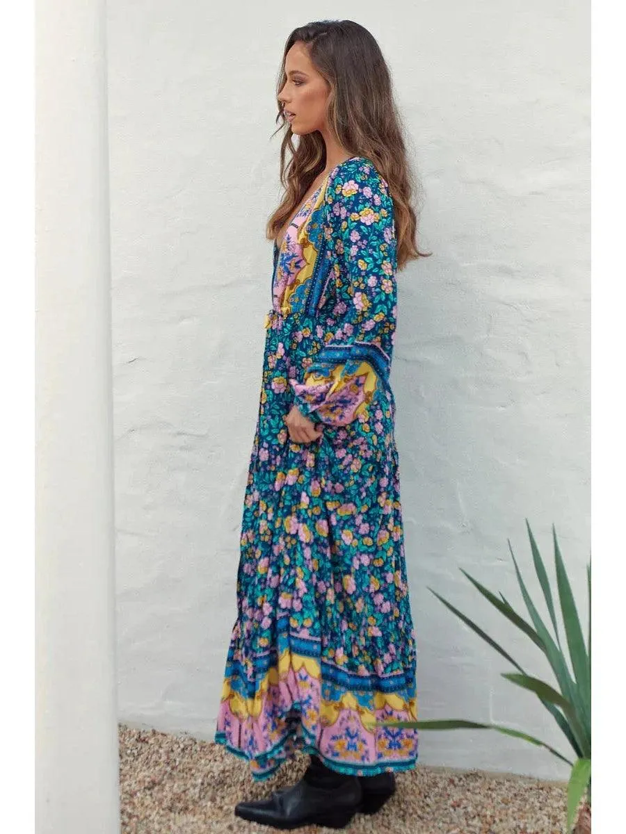 JAASE Posy Print Teresa Maxi Dress - Teal