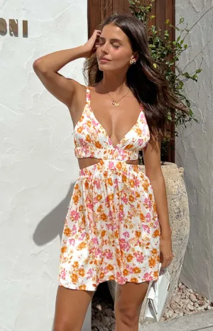 Juliette Orange Floral Mini Dress