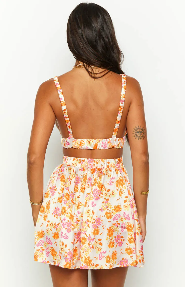 Juliette Orange Floral Mini Dress