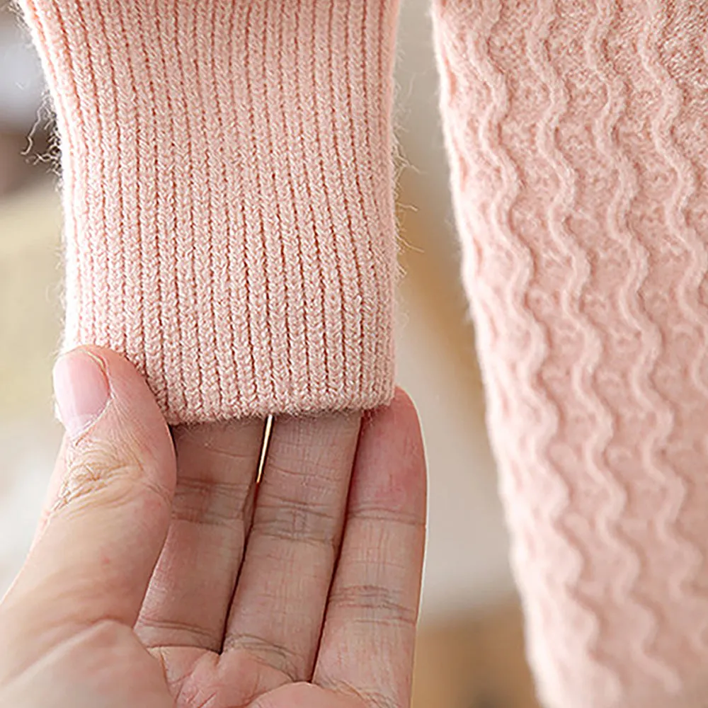 Little Surprise Box Pink & Cream Front Floral Jacket Patterned Knitted Frock Winter Wear For Girls