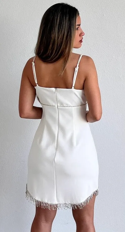 Loveliest Look White Rhinestones Dress