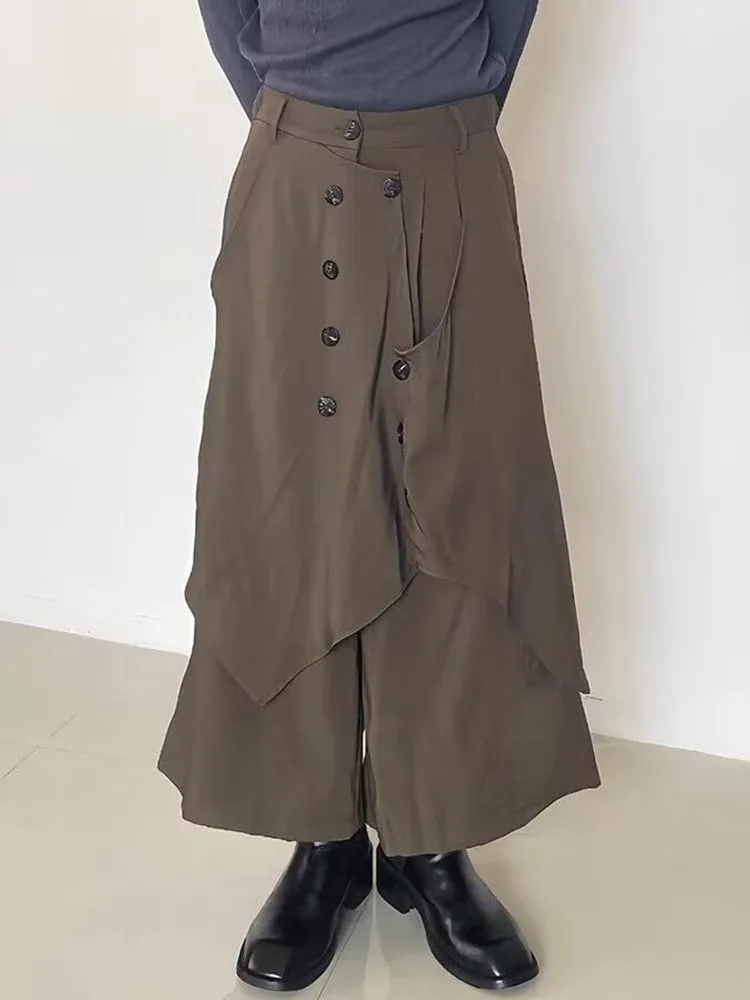 Mens Dark Style Double Layer Irregular Skirts