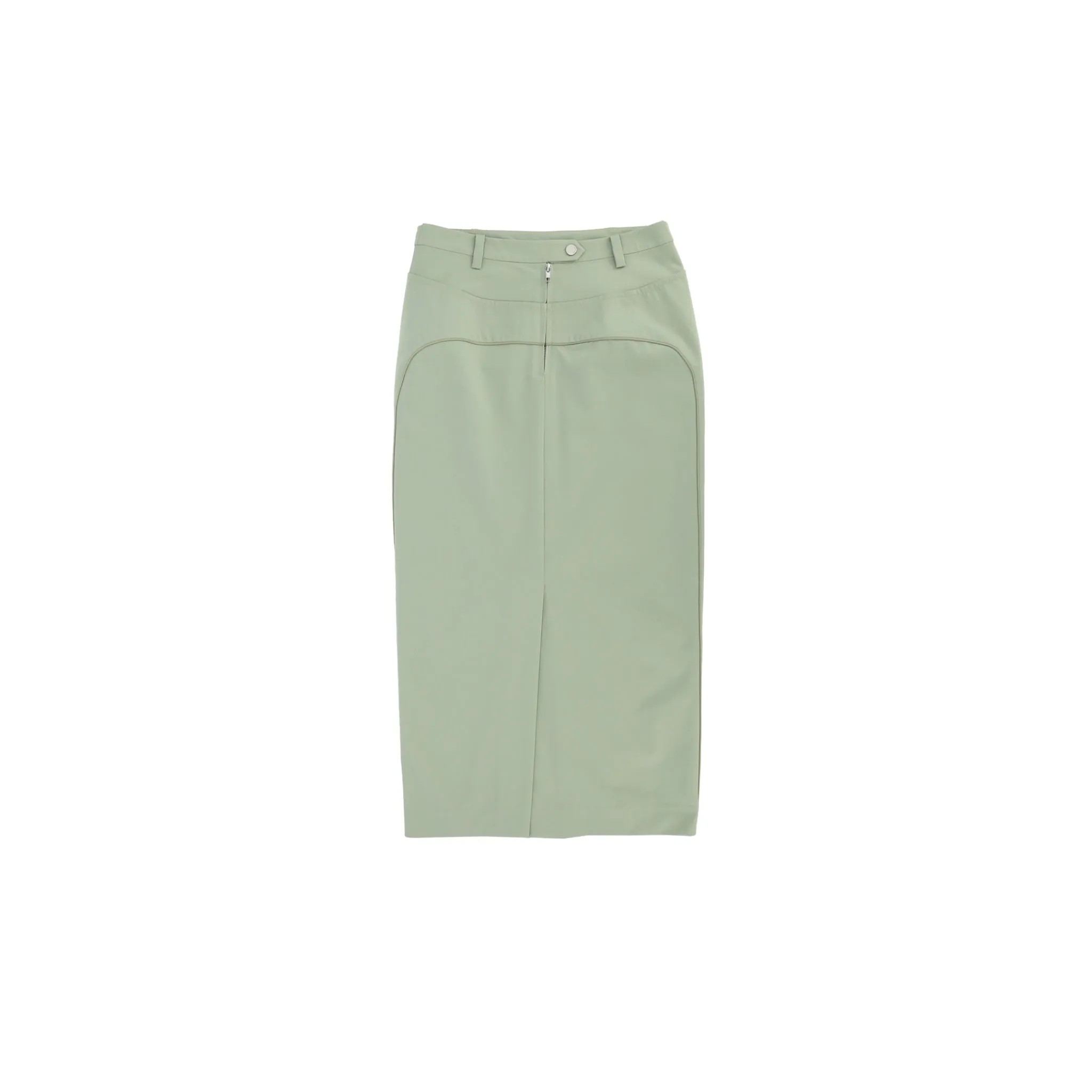 Motorcycle Style Slit Long Skirt in Green