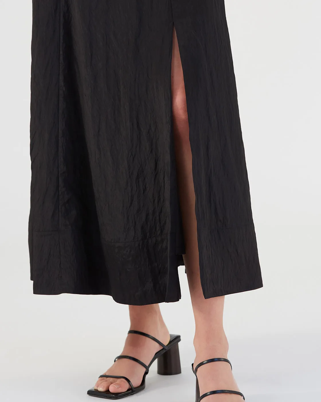 Oksana Dress Viscose Blend Crinkle Black