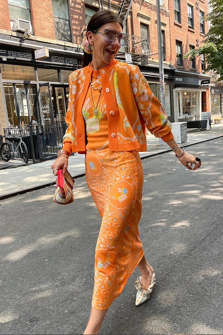Orange Sealife Portrait Skirt
