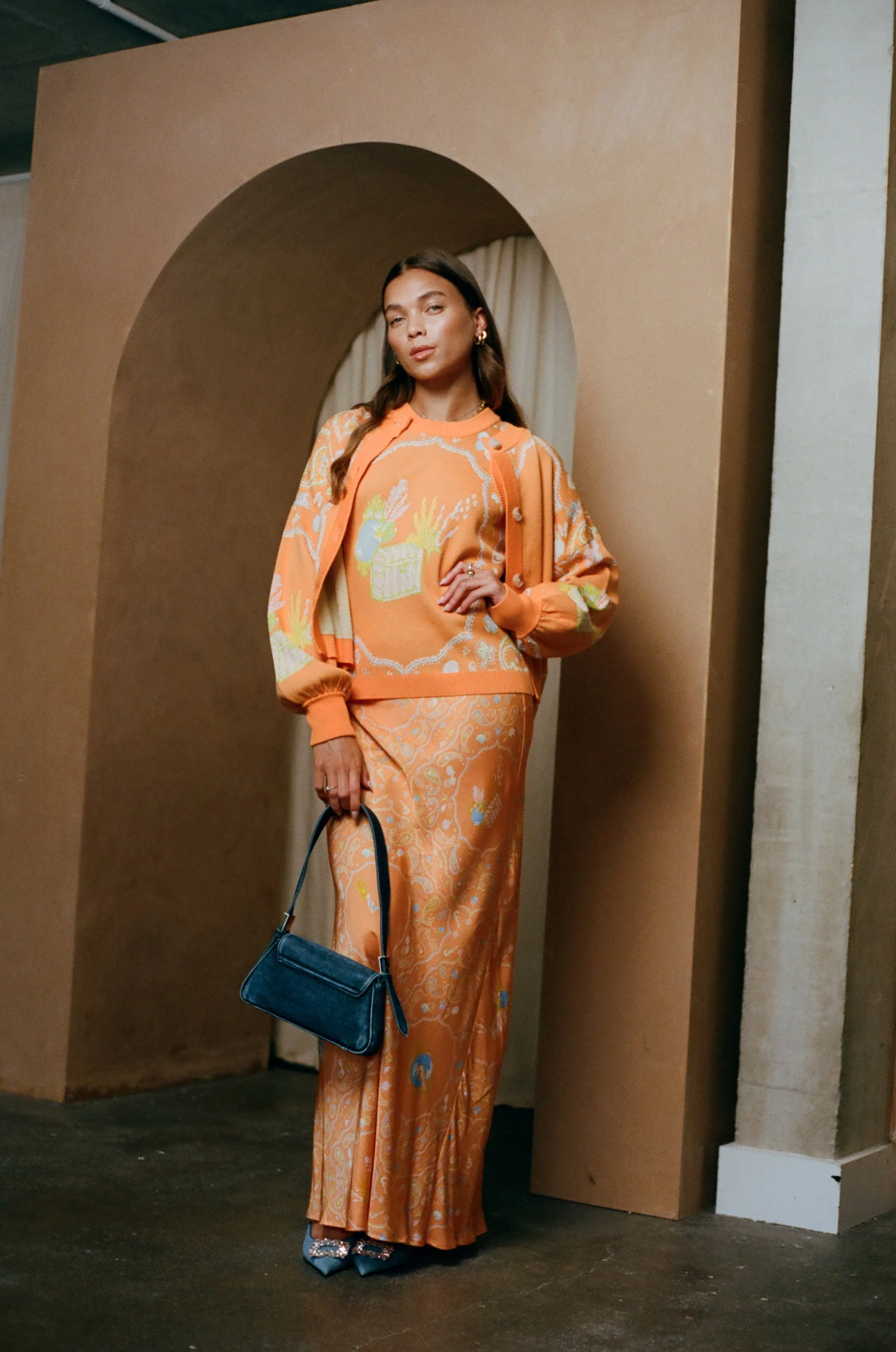 Orange Sealife Portrait Skirt