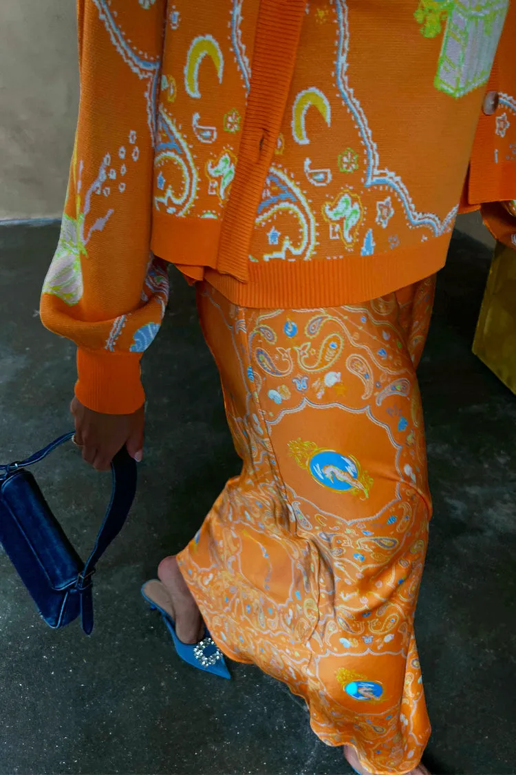 Orange Sealife Portrait Skirt