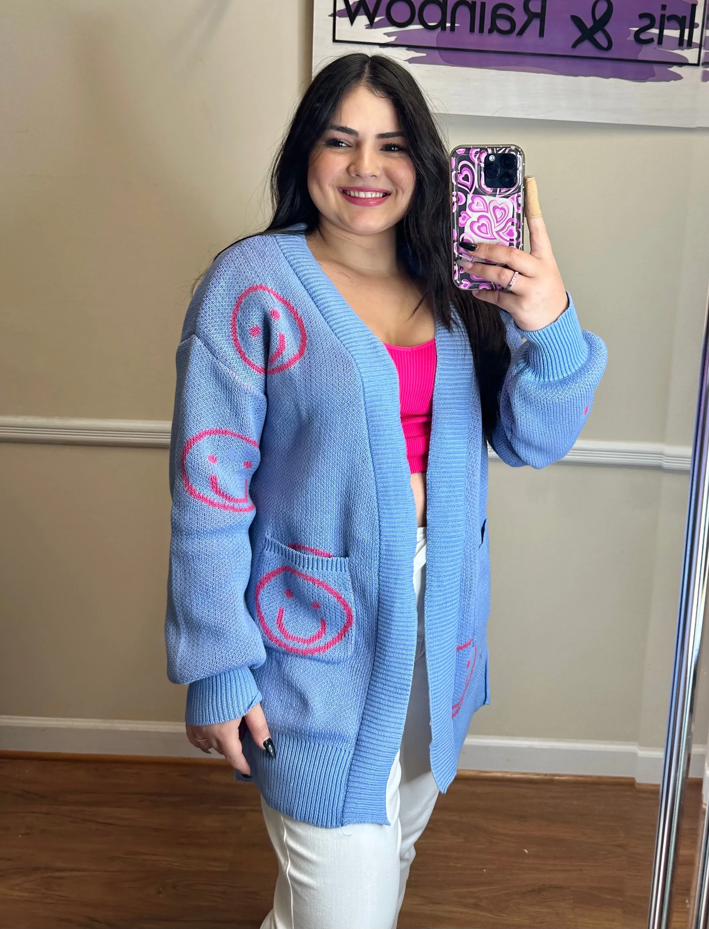 #P967 Smile Long Sleeve Cardigan