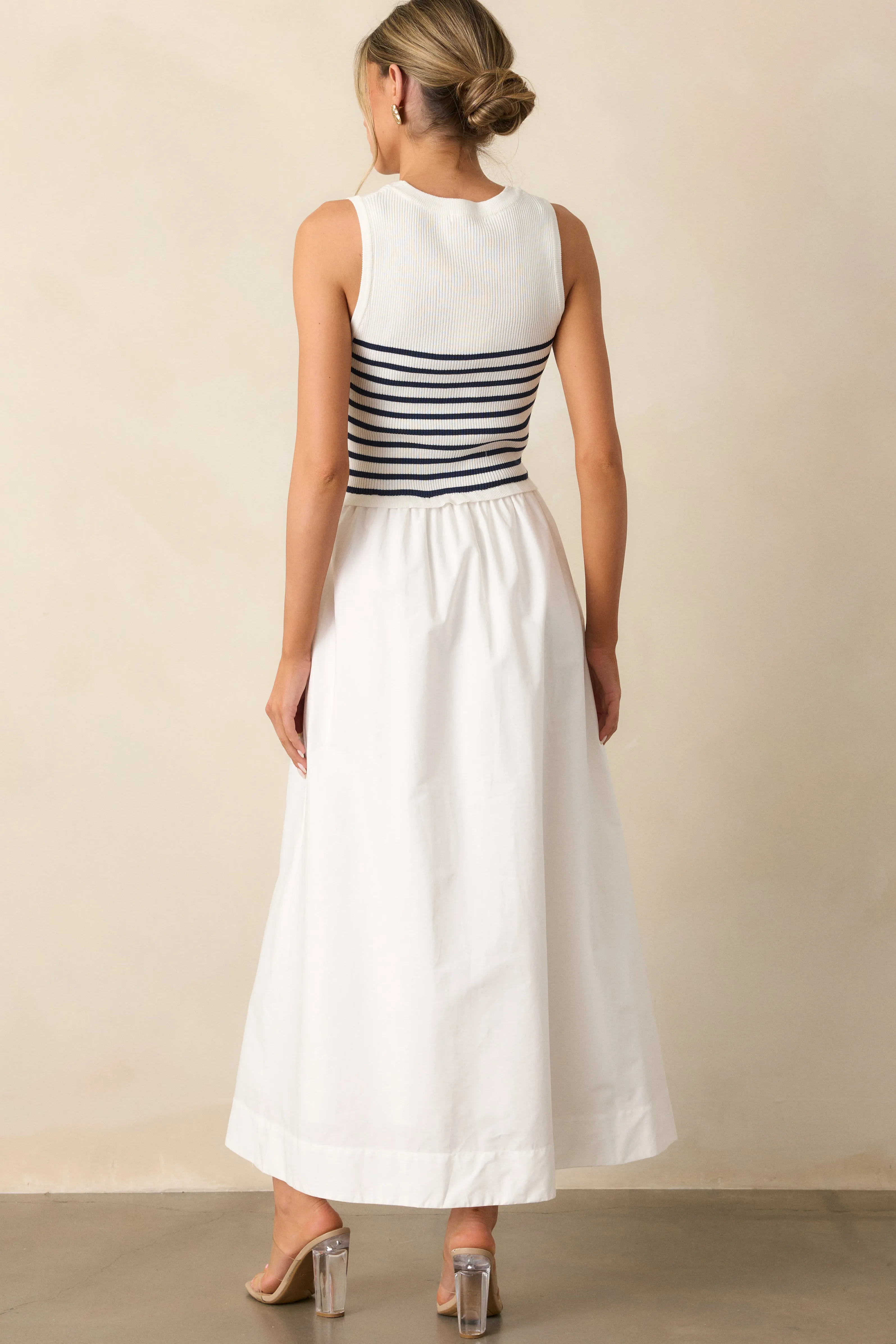 Picnic Weather White Stripe Sleeveless Maxi Dress