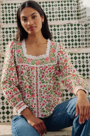 Pink City Prints Peach Jaal Fleur Blouse