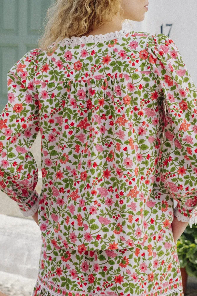Pink City Prints Peach Jaal Fleur Blouse