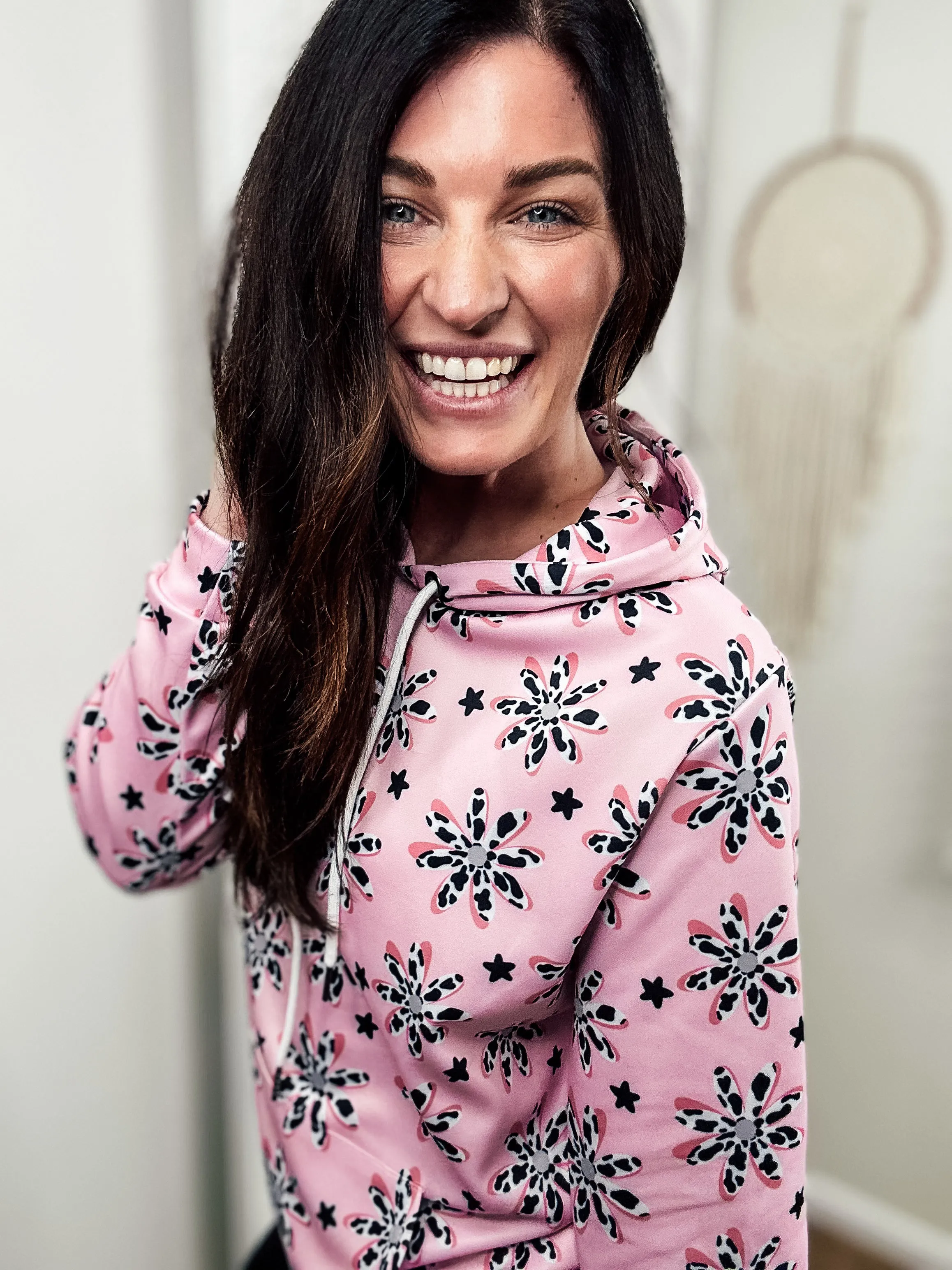 Pink Cowprint Floral Hoodie