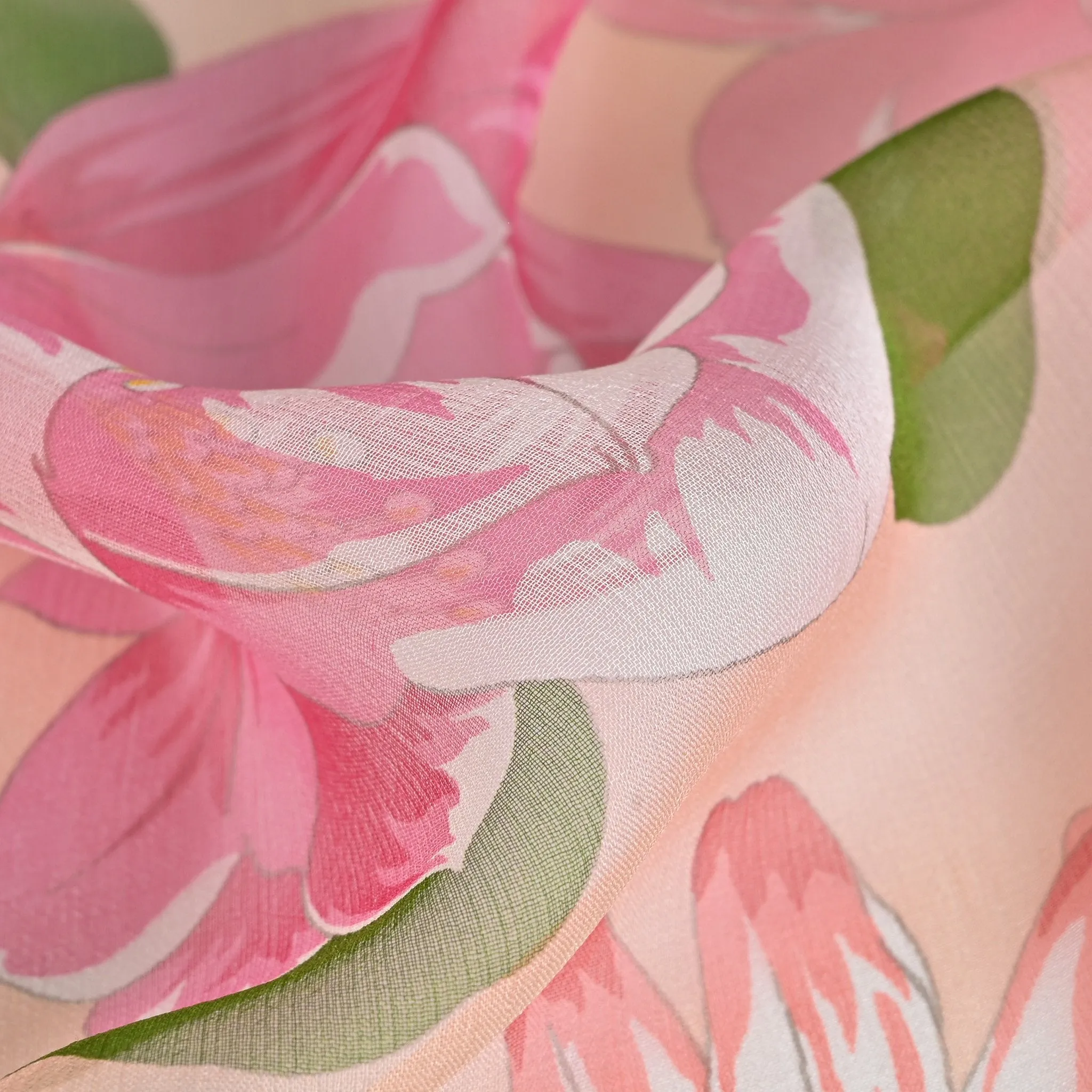 Pink Floral Chiffon Silk - 1658