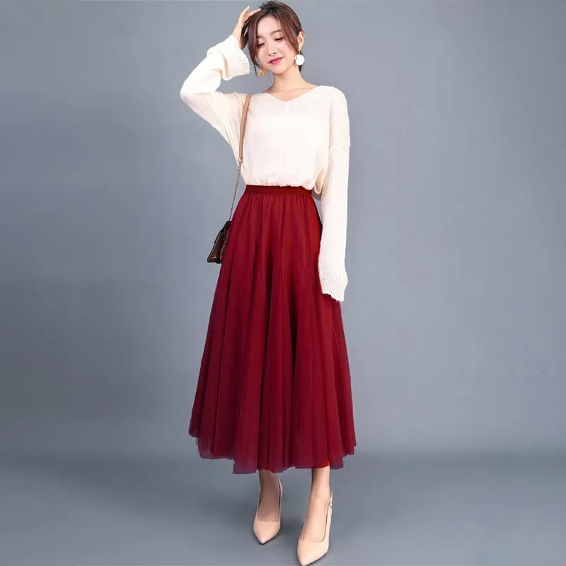 Princess Mesh Pleated Tulle Skirts