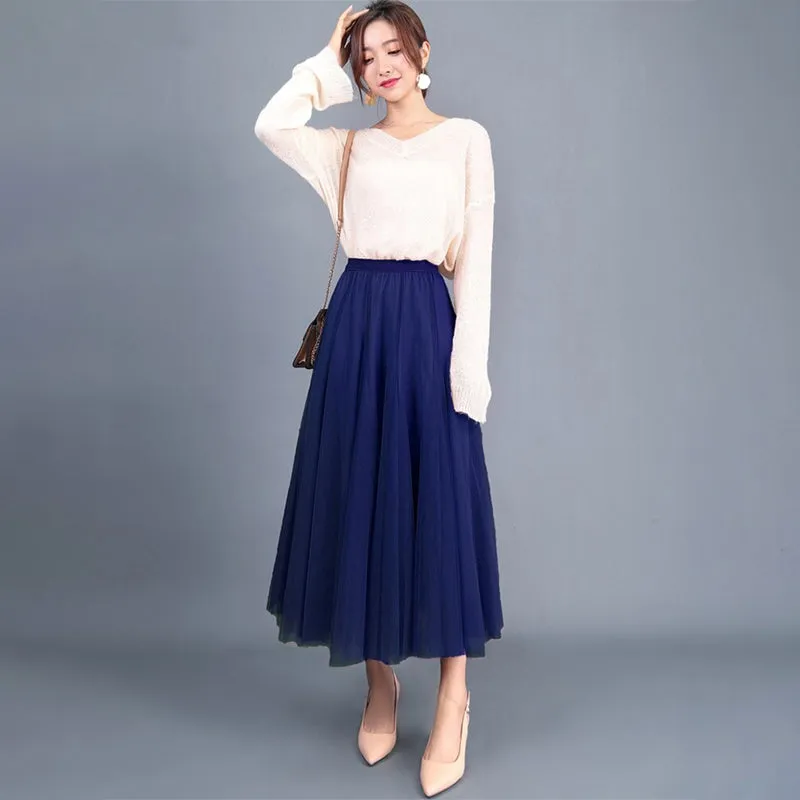 Princess Mesh Pleated Tulle Skirts
