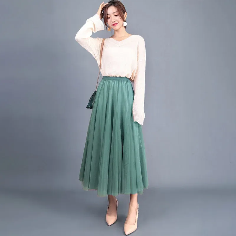 Princess Mesh Pleated Tulle Skirts