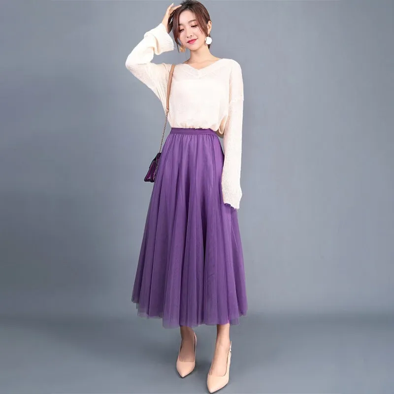 Princess Mesh Pleated Tulle Skirts