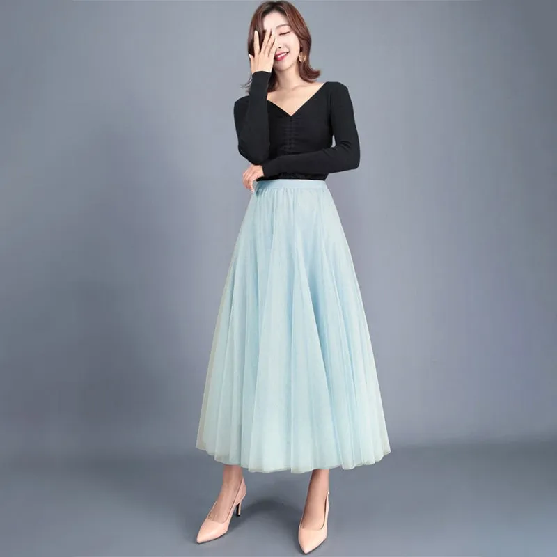 Princess Mesh Pleated Tulle Skirts