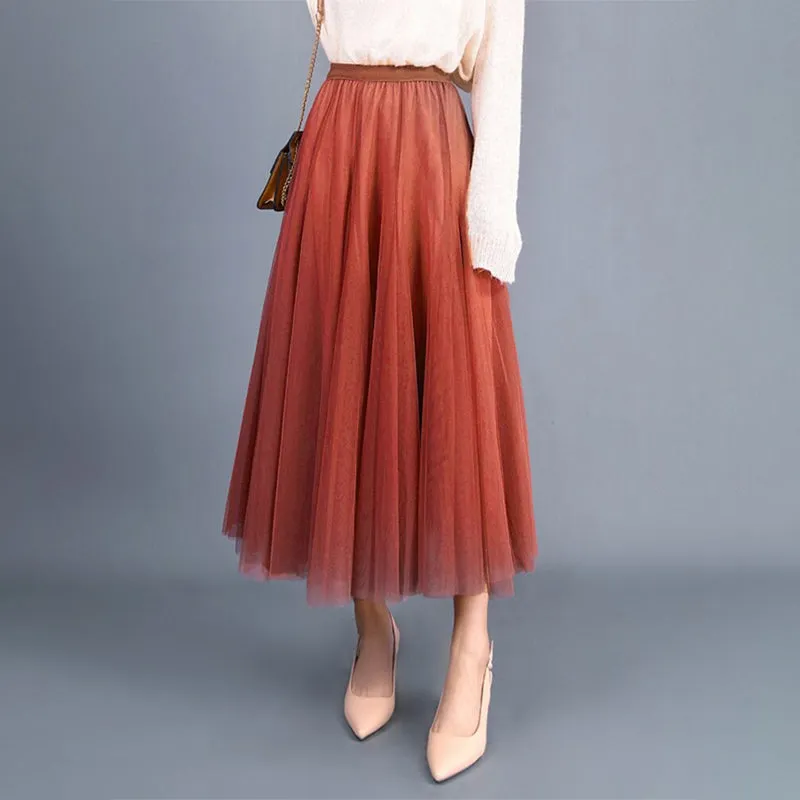 Princess Mesh Pleated Tulle Skirts