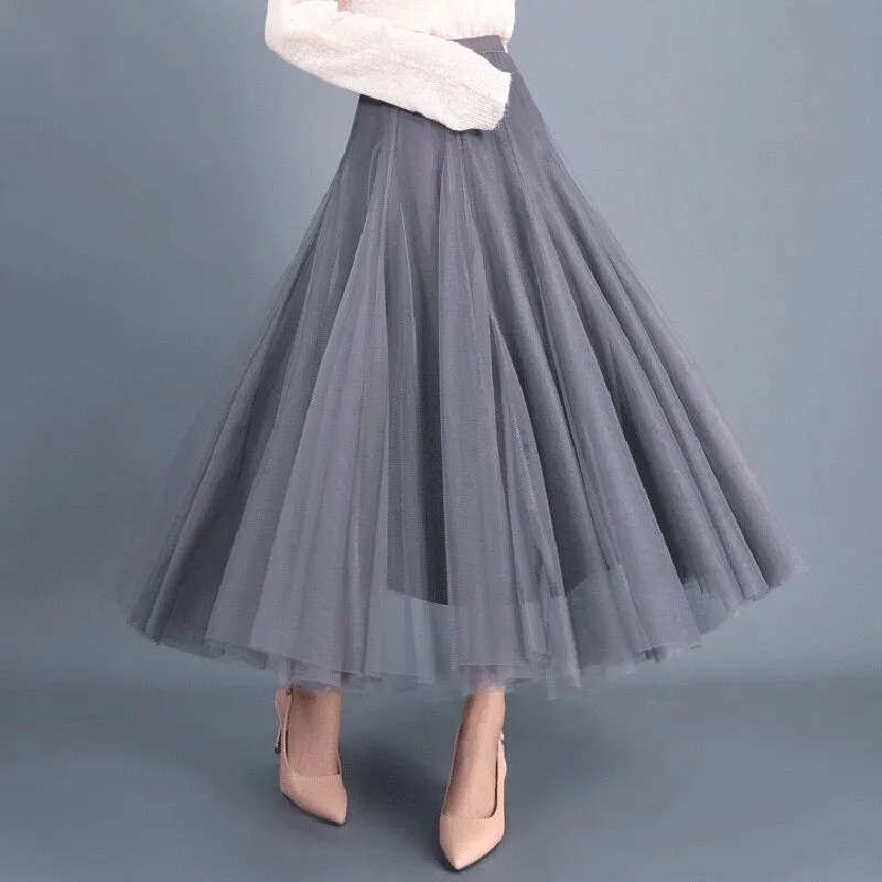 Princess Mesh Pleated Tulle Skirts