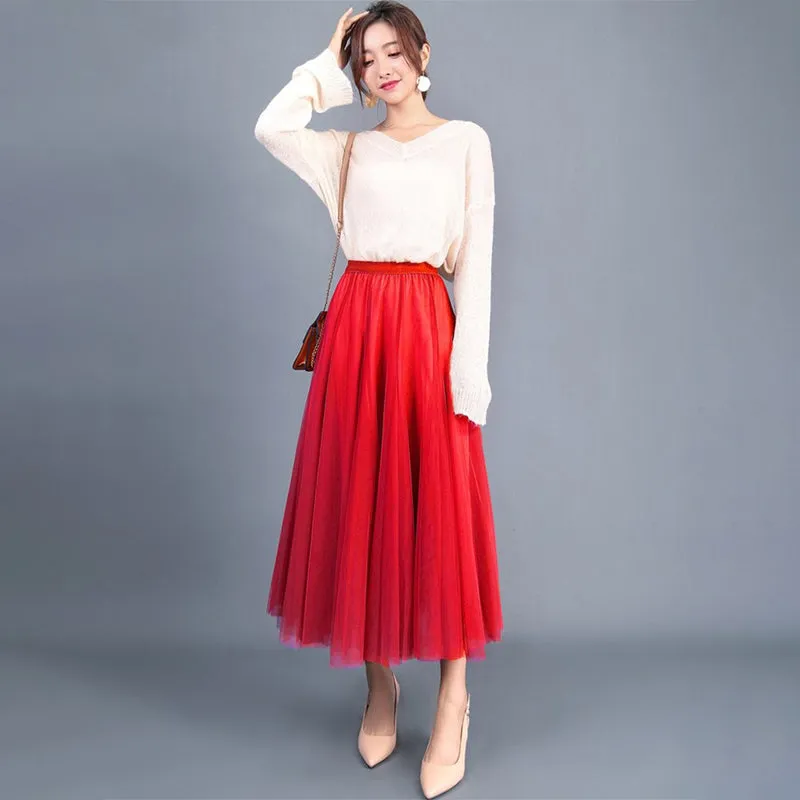 Princess Mesh Pleated Tulle Skirts